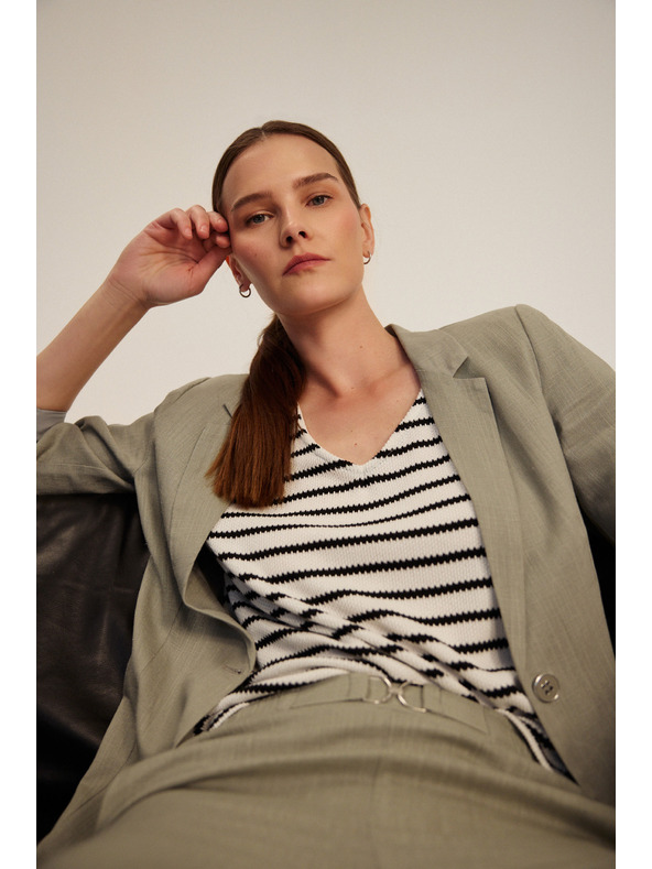 Moodo Suknjič iz viskoze in lanu olivno zelen Moodo