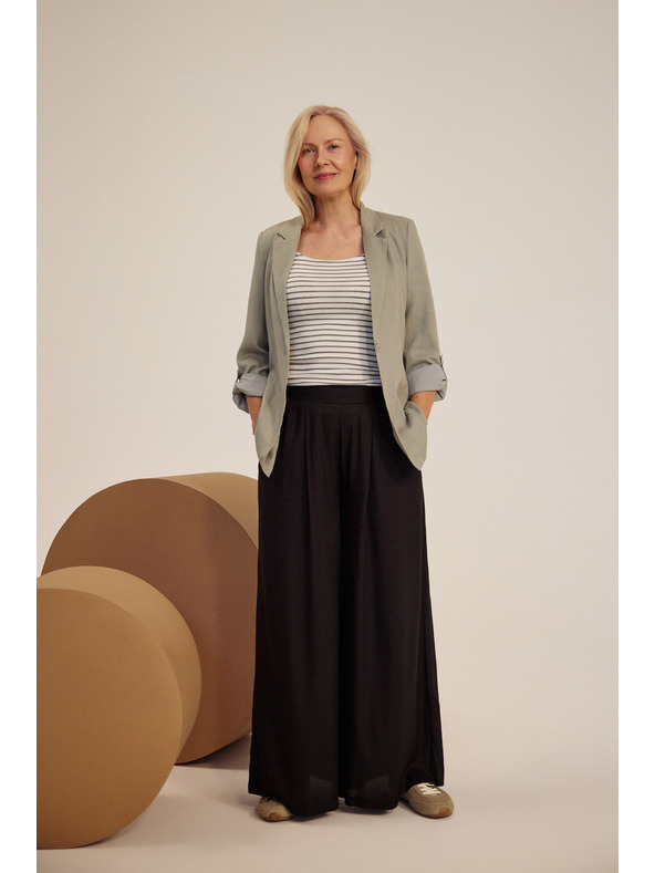 Moodo Suknjič iz viskoze in lanu olivno zelen Moodo