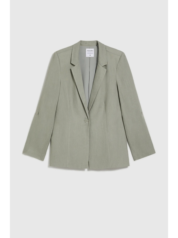 Moodo Suknjič iz viskoze in lanu olivno zelen Moodo