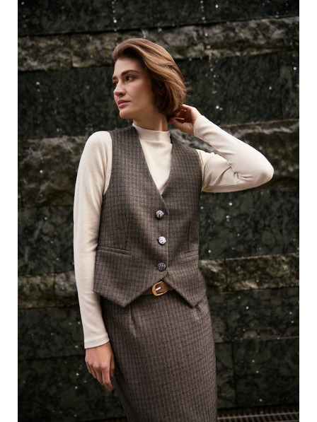 Moodo Eleganten temno bežast telovnik Moodo