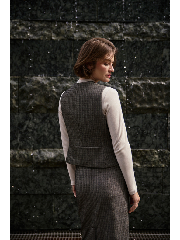 Moodo Eleganten temno bežast telovnik Moodo