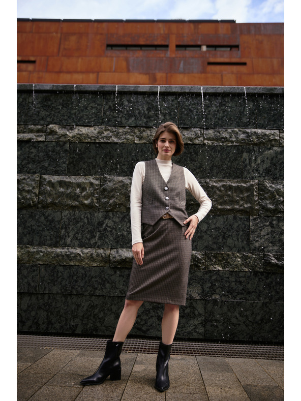 Moodo Eleganten temno bežast telovnik Moodo