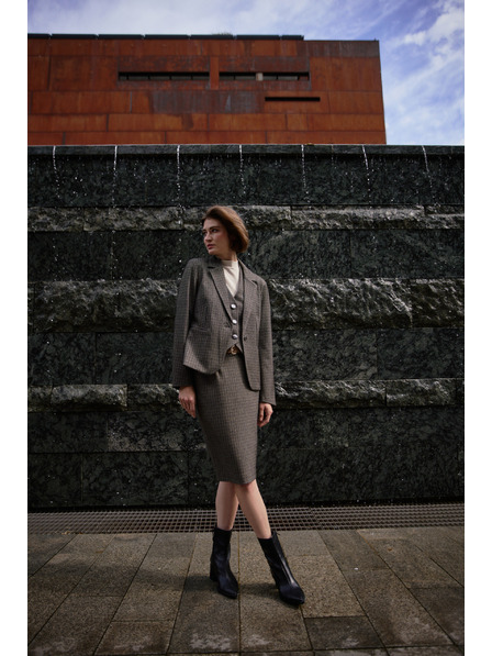 Moodo Enostranski blazer temno bež barve Moodo