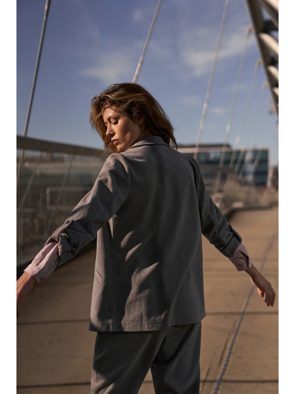 Moodo Suknjič z zavihani rokavi siv Moodo