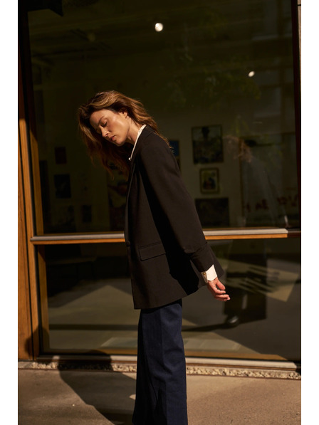 Moodo Gladek črn suknjič Moodo