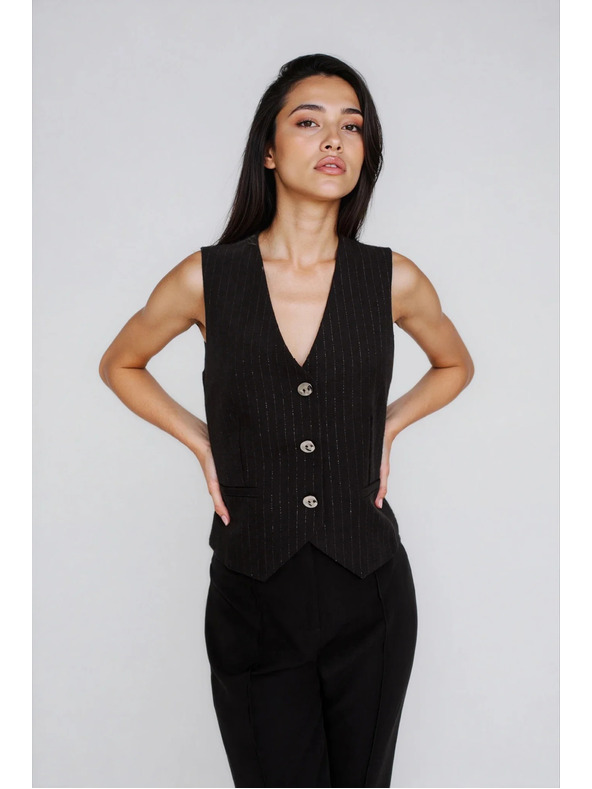 Moodo Telovnik z okrasnimi gumbi črn Moodo