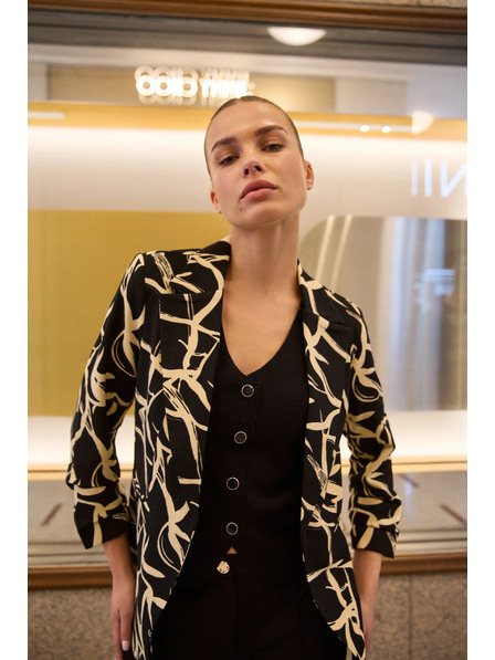 Moodo Suknjič z nagubanimi 3/4 rokavi črn Moodo