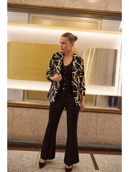 Moodo Suknjič z nagubanimi 3/4 rokavi črn Moodo