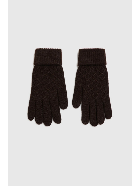 Moodo Rjave pletene rokavice Moodo