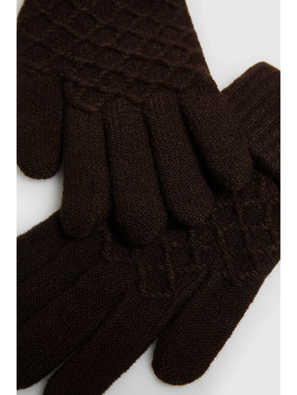 Moodo Rjave pletene rokavice Moodo