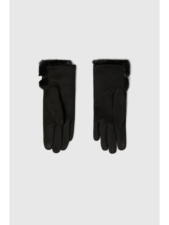 Moodo Rokavice s krznom črne Moodo