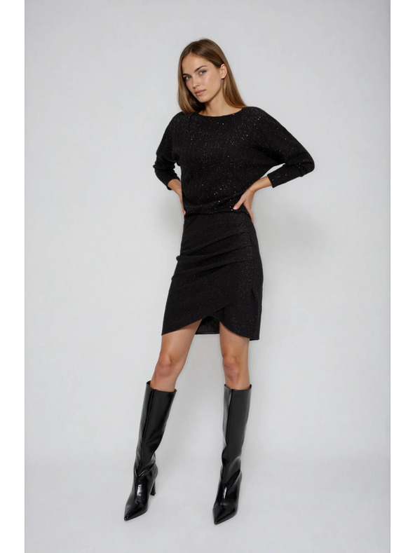 Moodo Črno nagubano krilo Moodo