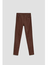 Moodo Voskane ozke hlače z žepi kostanjeve Moodo