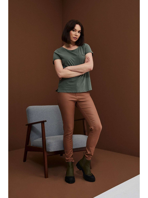 Moodo Voskane ozke hlače rjave Moodo