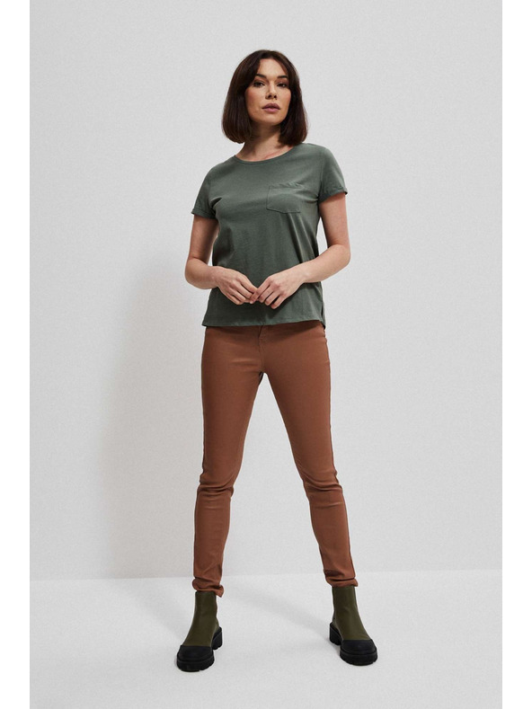 Moodo Voskane ozke hlače rjave Moodo