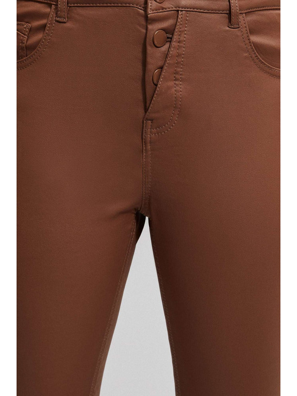 Moodo Voskane ozke hlače rjave Moodo