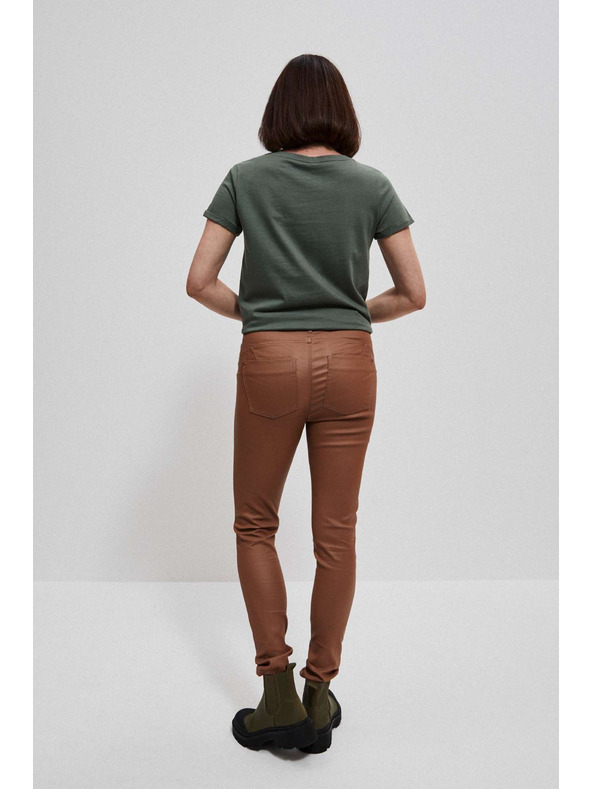 Moodo Voskane ozke hlače rjave Moodo