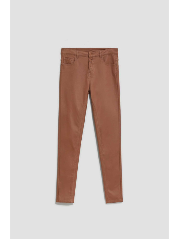 Moodo Voskane ozke hlače rjave Moodo