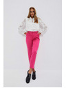 Moodo Rožnate cigaretne hlače z pasom Moodo