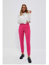 Moodo Rožnate cigaretne hlače z pasom Moodo