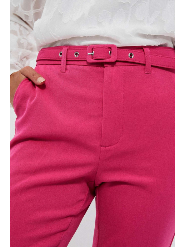 Moodo Rožnate cigaretne hlače z pasom Moodo