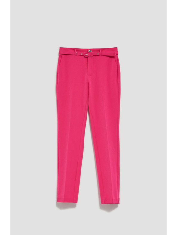 Moodo Rožnate cigaretne hlače z pasom Moodo