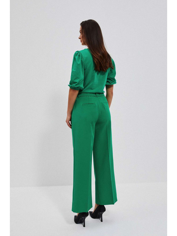 Moodo Zelene hlače z širokim hlačnicami Moodo