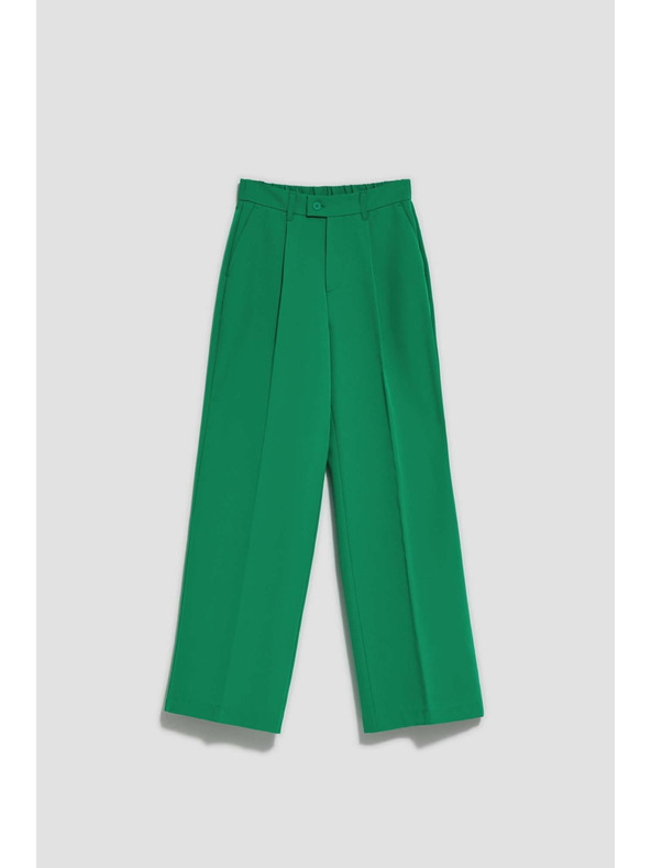 Moodo Zelene hlače z širokim hlačnicami Moodo