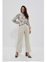 Moodo Peščene hlače z širokim hlačnicami Moodo
