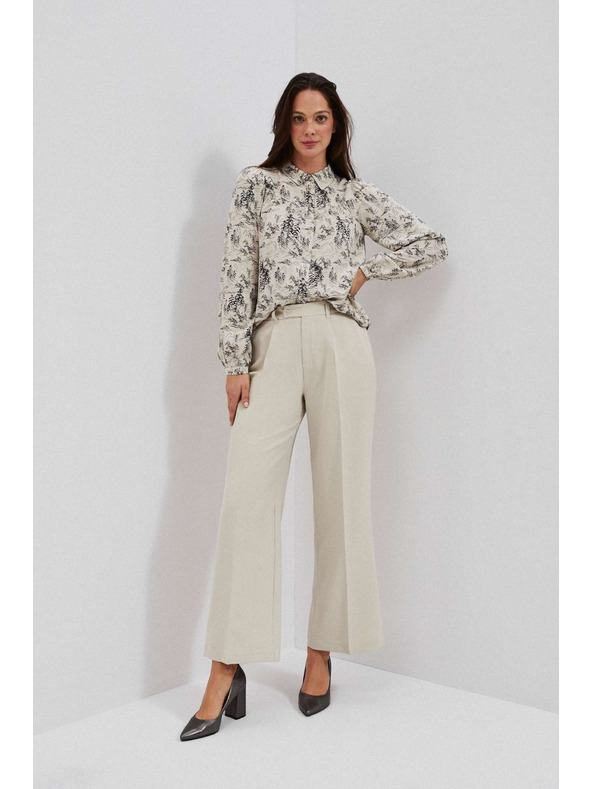 Moodo Peščene hlače z širokim hlačnicami Moodo