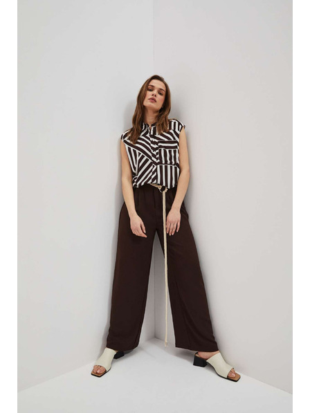 Moodo Temno rjave hlače z širokim hlačnicami Moodo