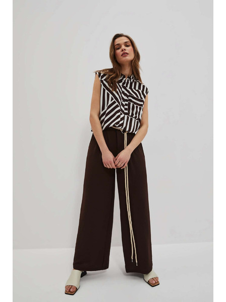 Moodo Temno rjave hlače z širokim hlačnicami Moodo