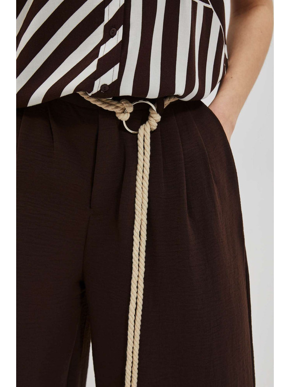 Moodo Temno rjave hlače z širokim hlačnicami Moodo