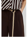 Moodo Temno rjave hlače z širokim hlačnicami Moodo