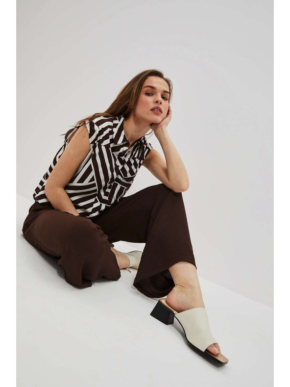 Moodo Temno rjave hlače z širokim hlačnicami Moodo