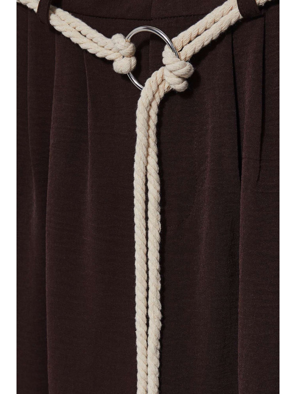 Moodo Temno rjave hlače z širokim hlačnicami Moodo