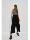 Moodo Črne hlače z širokim hlačnicami iz rebraste tkanine Moodo