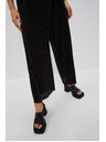 Moodo Črne hlače z širokim hlačnicami iz rebraste tkanine Moodo