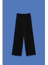 Moodo Črne hlače z širokim hlačnicami iz rebraste tkanine Moodo