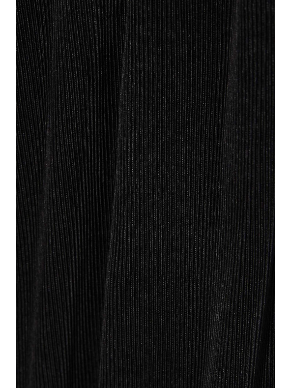 Moodo Črne hlače z širokim hlačnicami iz rebraste tkanine Moodo