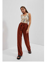 Moodo Rjave hlače z širokim hlačnicami Moodo