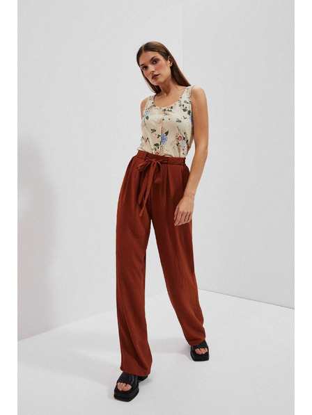 Moodo Rjave hlače z širokim hlačnicami Moodo