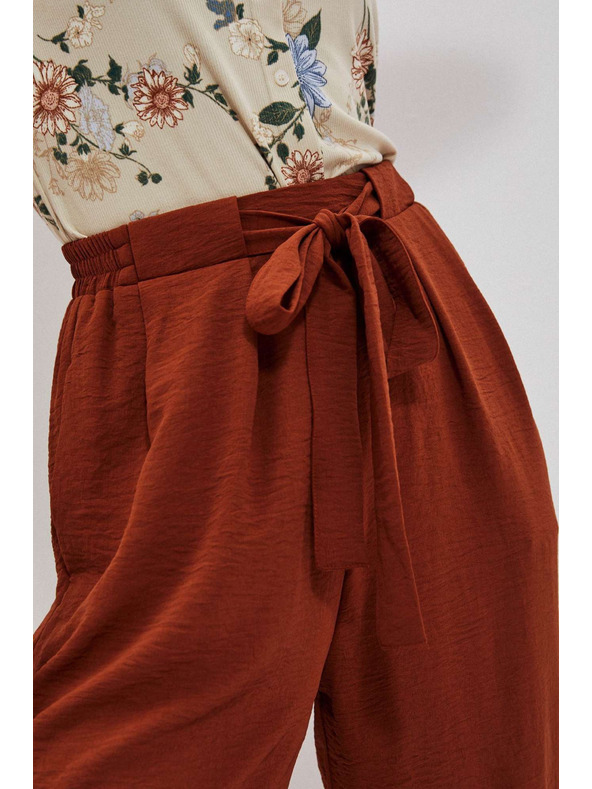 Moodo Rjave hlače z širokim hlačnicami Moodo