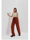 Moodo Rjave hlače z širokim hlačnicami Moodo