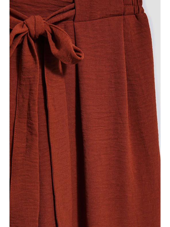 Moodo Rjave hlače z širokim hlačnicami Moodo