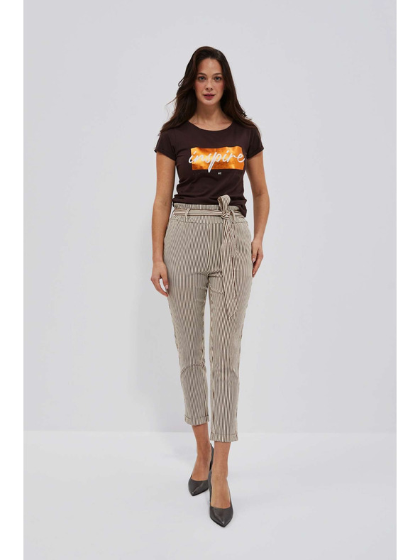 Moodo Prečrtane hlače z pasom v pasu Moodo