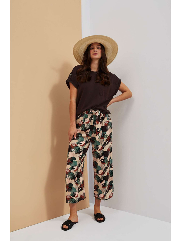 Moodo Vzorčaste hlačke kullotes temno bež Moodo