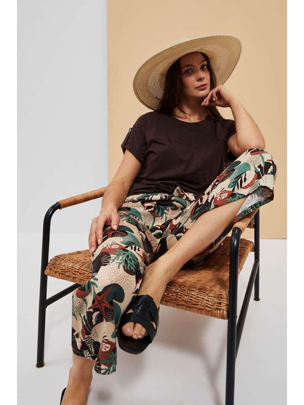 Moodo Vzorčaste hlačke kullotes temno bež Moodo