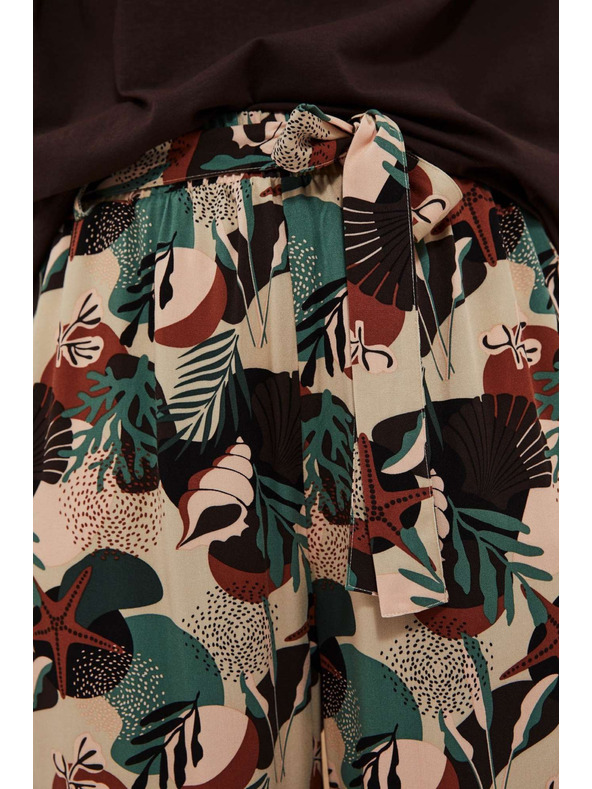 Moodo Vzorčaste hlačke kullotes temno bež Moodo