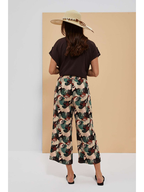 Moodo Vzorčaste hlačke kullotes temno bež Moodo